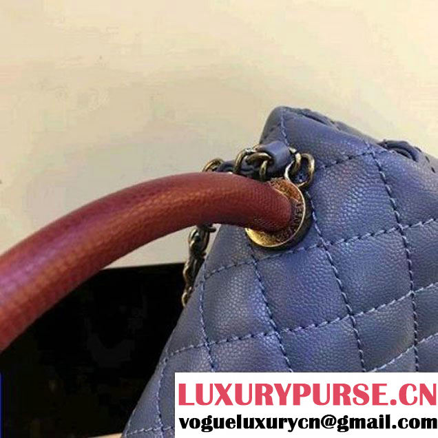 Chanel A93050 Small Caviar Calfskin Flap Bag With Handle Blue 2016 (AV-7020813 )