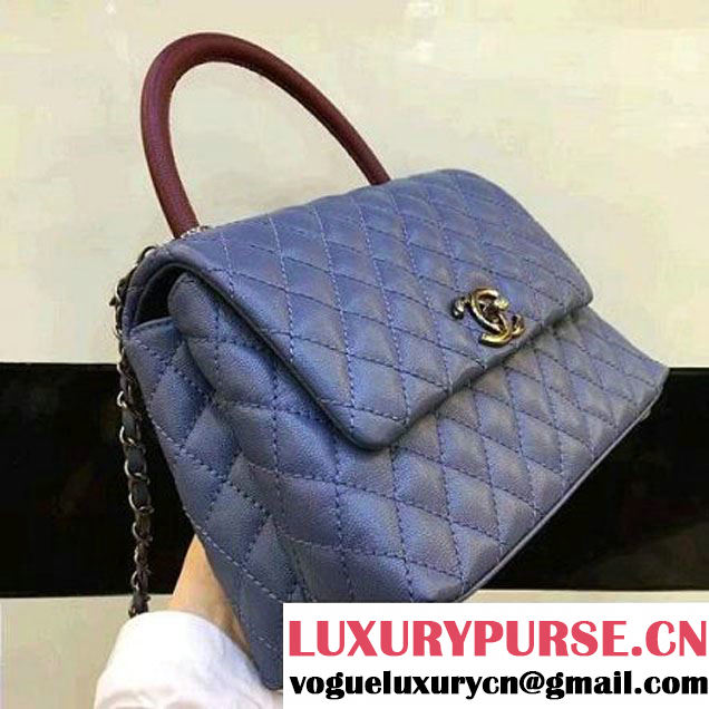 Chanel A93050 Small Caviar Calfskin Flap Bag With Handle Blue 2016 (AV-7020813 )