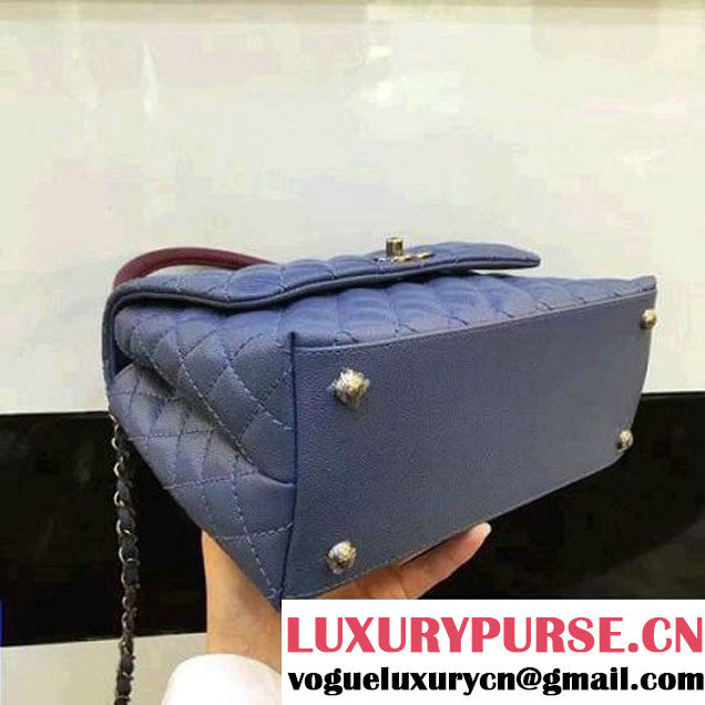 Chanel A93050 Small Caviar Calfskin Flap Bag With Handle Blue 2016 (AV-7020813 )
