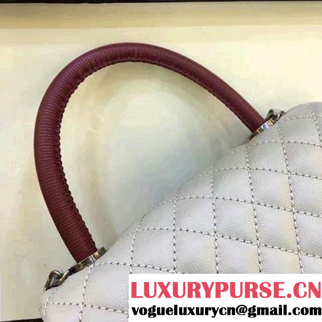 Chanel A93050 Small Caviar Calfskin Flap Bag With Handle Off-White 2016 (AV-7020814 )