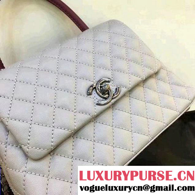 Chanel A93050 Small Caviar Calfskin Flap Bag With Handle Off-White 2016 (AV-7020814 )
