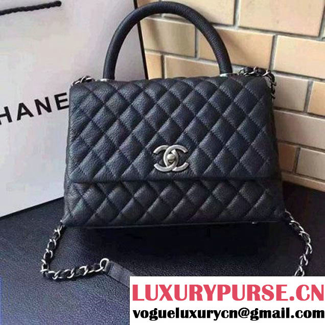 Chanel A93050 Small Grained Calfskin Flap Bag With Handle Black 2016 (AV-7020815 )