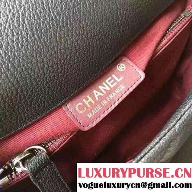 Chanel A93050 Small Grained Calfskin Flap Bag With Handle Black 2016 (AV-7020815 )