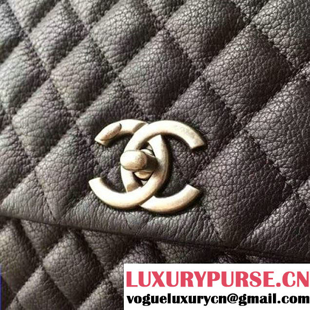 Chanel A93050 Small Grained Calfskin Flap Bag With Handle Black 2016 (AV-7020815 )