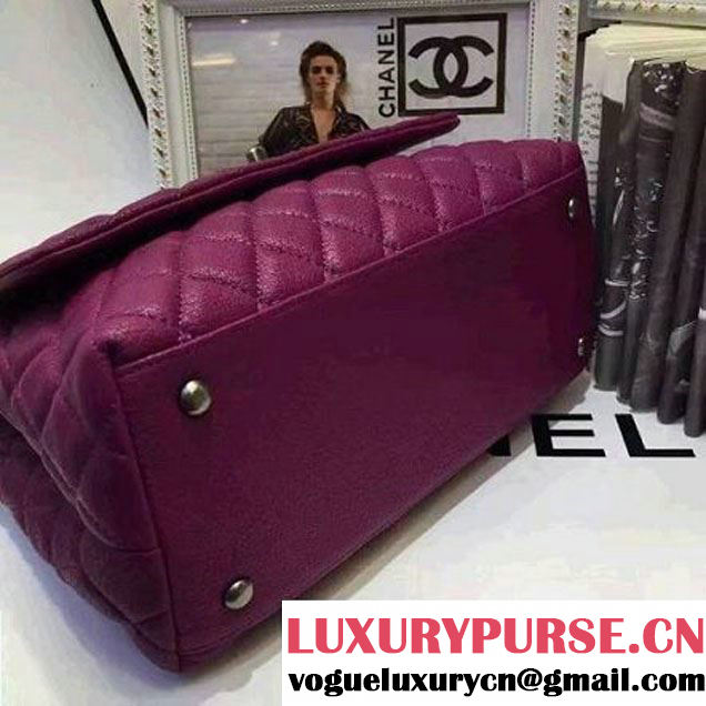 Chanel A93050 Small Grained Calfskin Flap Bag With Handle Fuchsia 2016 (AV-7020816 )
