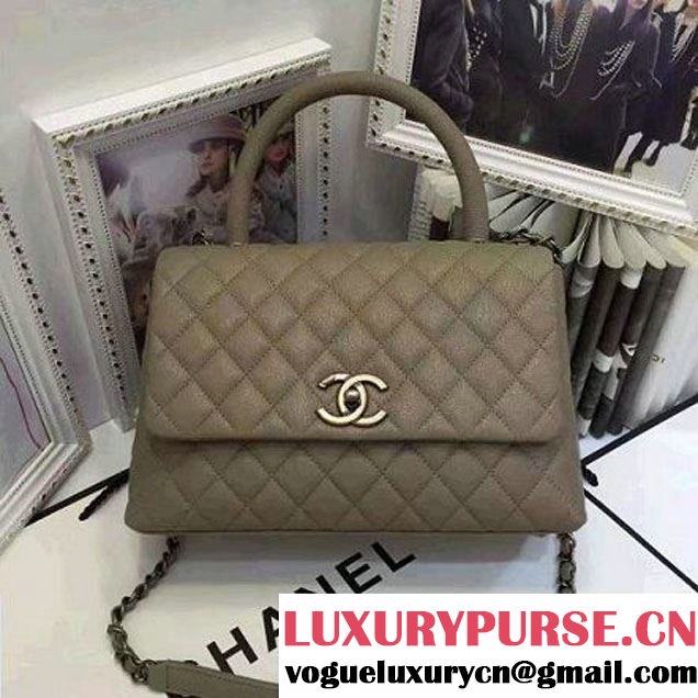 Chanel A93050 Small Grained Calfskin Flap Bag With Handle Apricot 2016 (AV-7020817 )