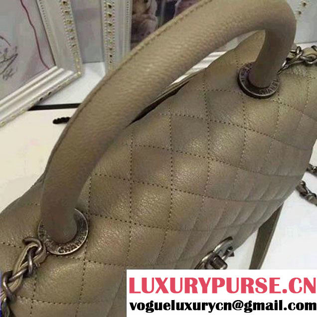 Chanel A93050 Small Grained Calfskin Flap Bag With Handle Apricot 2016 (AV-7020817 )