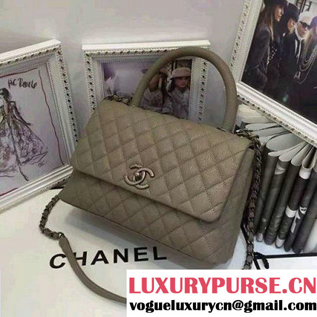 Chanel A93050 Small Grained Calfskin Flap Bag With Handle Apricot 2016 (AV-7020817 )