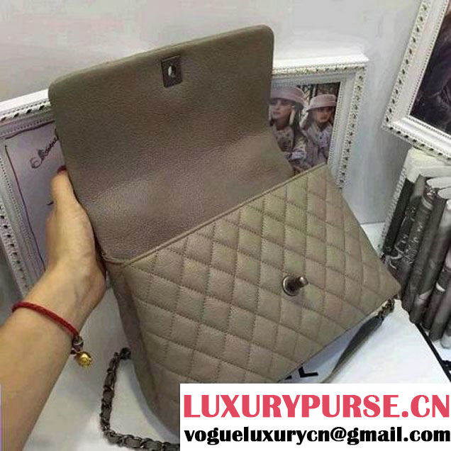 Chanel A93050 Small Grained Calfskin Flap Bag With Handle Apricot 2016 (AV-7020817 )