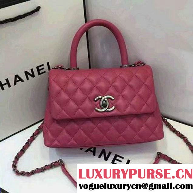 Chanel Mini Lambskin Flap Bag With Handle Pink 2016 (AV-7020818 )