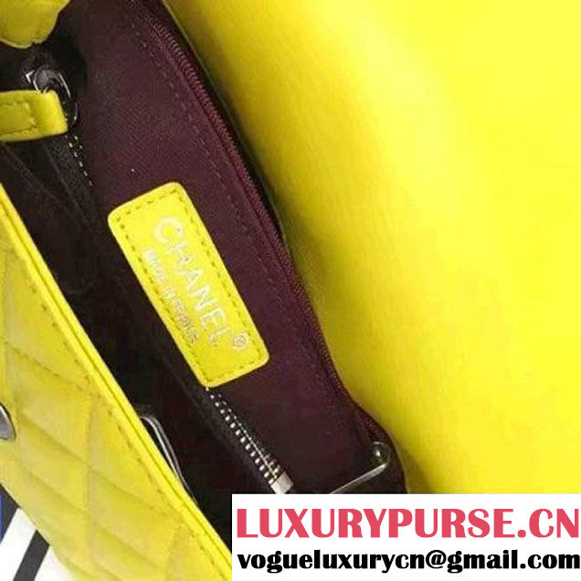 Chanel Mini Lambskin Flap Bag With Handle Yellow 2016  (AV-7020819 )