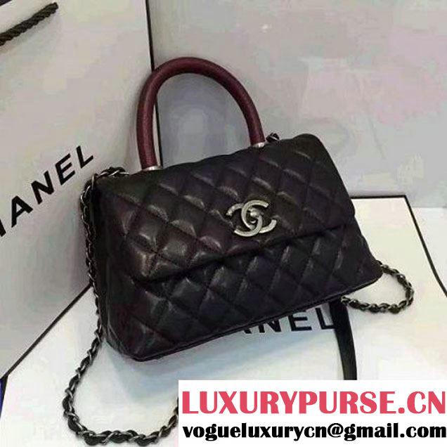 Chanel Mini Lambskin Flap Bag With Handle Black 2016  (AV-7020821 )