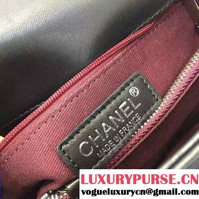 Chanel Mini Lambskin Flap Bag With Handle Black 2016  (AV-7020821 )