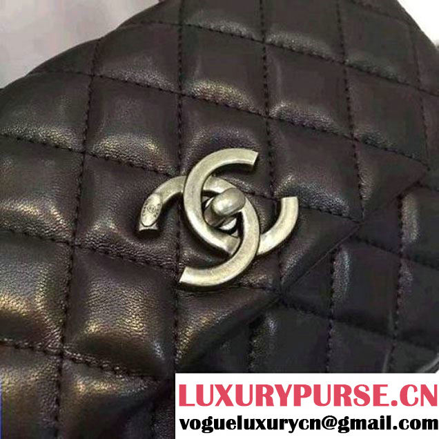 Chanel Mini Lambskin Flap Bag With Handle Black 2016  (AV-7020821 )