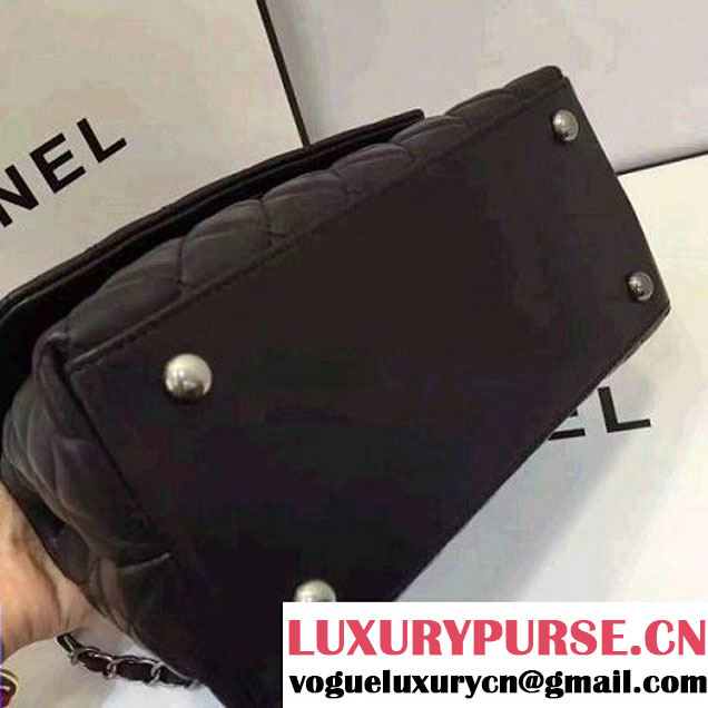 Chanel Mini Lambskin Flap Bag With Handle Black 2016  (AV-7020821 )