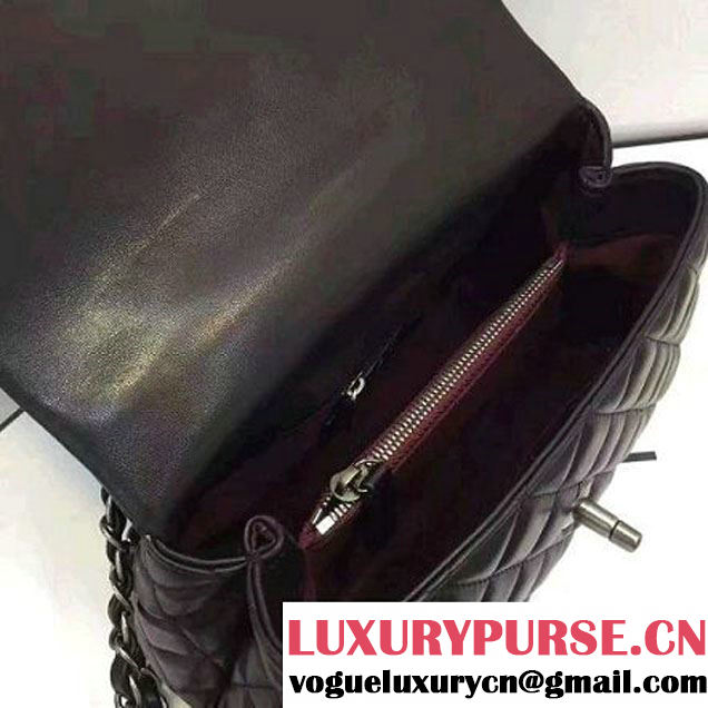 Chanel Mini Lambskin Flap Bag With Handle Black 2016  (AV-7020821 )