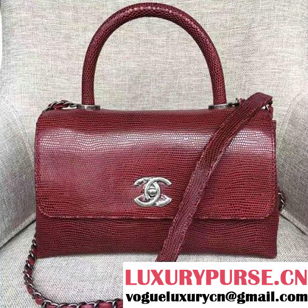 Chanel Calfskin & Lizard Leather Flap Bag With Handle Red (AV-7020822 )