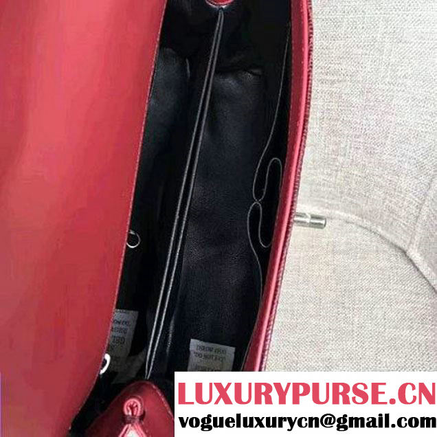 Chanel Calfskin & Lizard Leather Flap Bag With Handle Red (AV-7020822 )