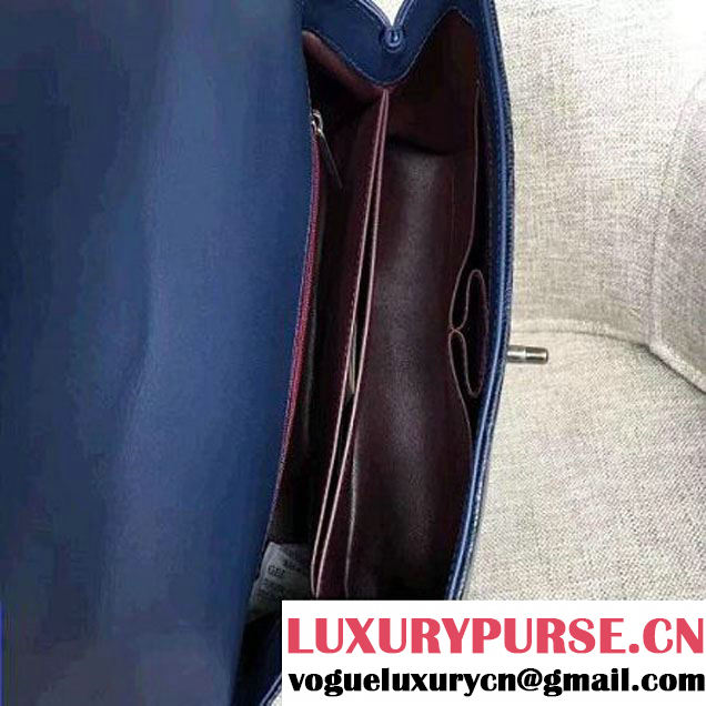 Chanel Calfskin & Lizard Leather Flap Bag With Handle Blue (AV-7020823 )