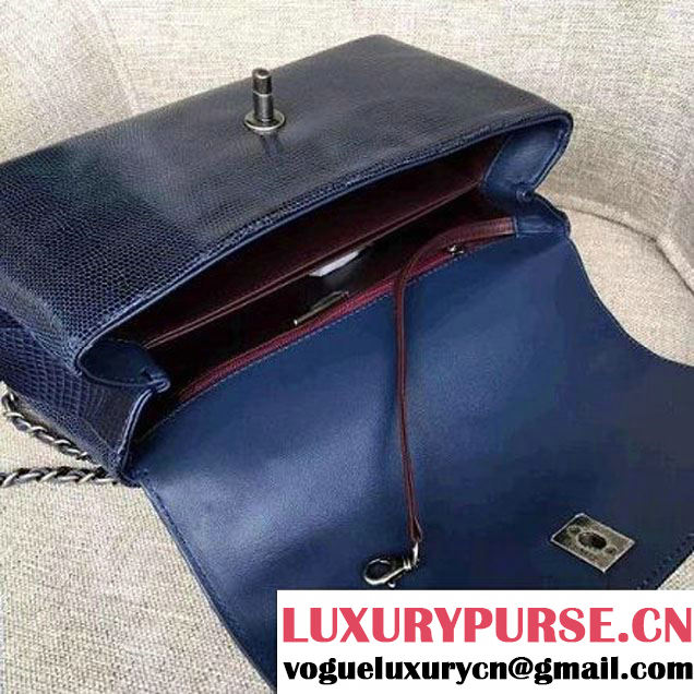 Chanel Calfskin & Lizard Leather Flap Bag With Handle Blue (AV-7020823 )