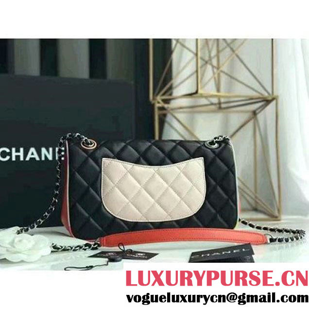 Chanel Black Multicolor Lambskin/Resin Medium Flap Bag A93692 Cruise 2017 (KN-7020839 )