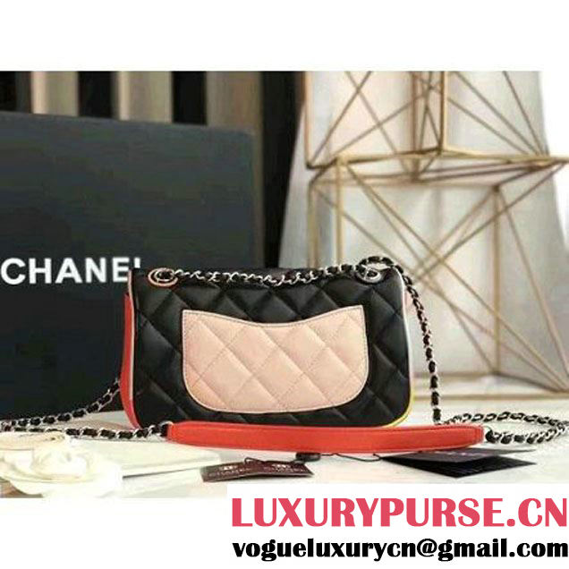 Chanel Black Multicolor Lambskin/Resin Small Flap Bag A93691 Cruise 2017 (KN-7020840 )