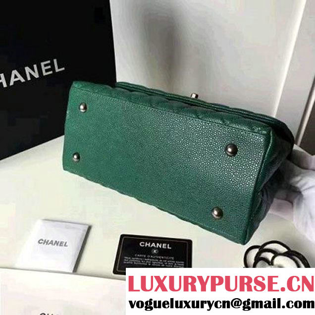 Chanel A93050 Small Caviar Calfskin Flap Bag With Handle Green/Burgundy 2016 (1A145-7021401 )