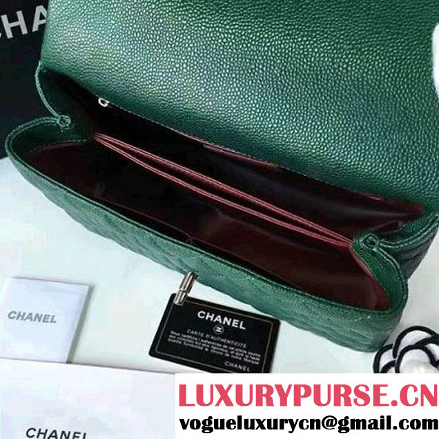 Chanel A93050 Small Caviar Calfskin Flap Bag With Handle Green 2016 (1A145-7021402 )