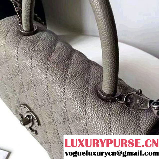 Chanel A93050 Small Caviar Calfskin Flap Bag With Handle Gray 2016 (1A145-7021403 )