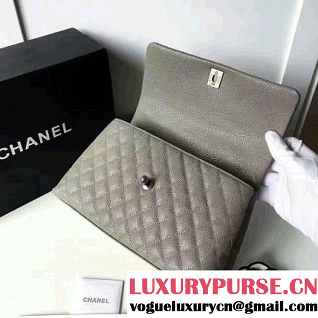 Chanel A93050 Small Caviar Calfskin Flap Bag With Handle Gray 2016 (1A145-7021403 )