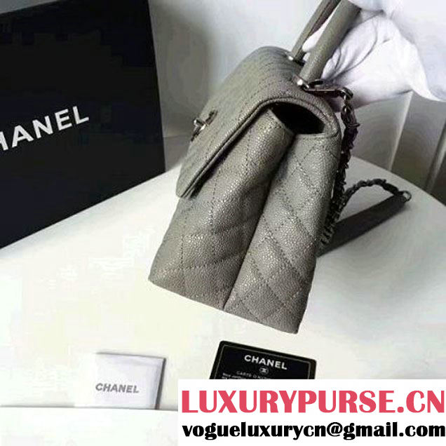 Chanel A93050 Small Caviar Calfskin Flap Bag With Handle Gray 2016 (1A145-7021403 )
