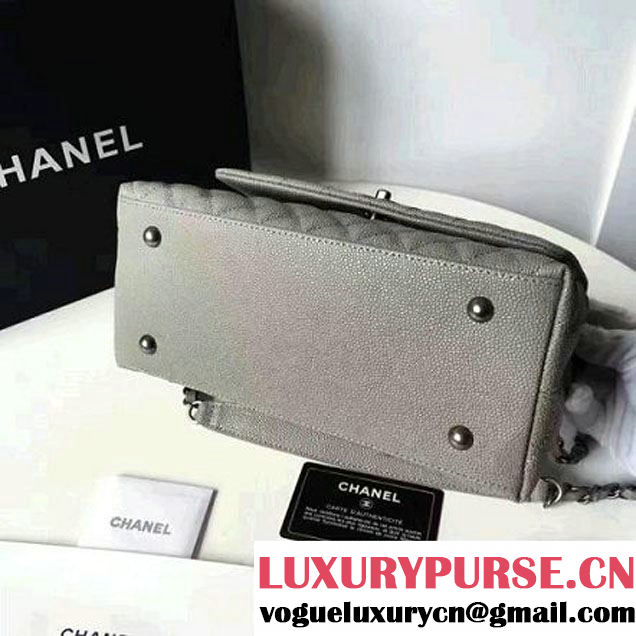 Chanel A93050 Small Caviar Calfskin Flap Bag With Handle Gray 2016 (1A145-7021403 )