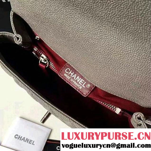 Chanel A93050 Small Caviar Calfskin Flap Bag With Handle Gray 2016 (1A145-7021403 )
