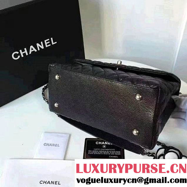 Chanel A93050 Small Caviar Calfskin Flap Bag With Handle Black 2016 (1A145-7021404 )