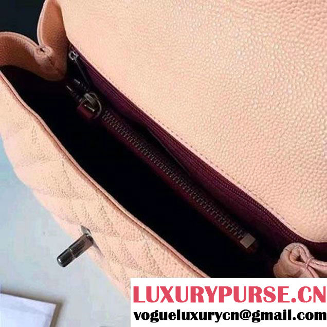 Chanel A93050 Small Caviar Calfskin Flap Bag With Handle Pale Pink 2016 (1A145-7021406 )