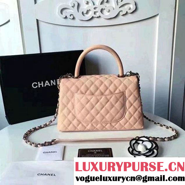 Chanel A93050 Small Caviar Calfskin Flap Bag With Handle Pale Pink 2016 (1A145-7021406 )