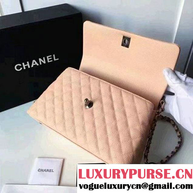 Chanel A93050 Small Caviar Calfskin Flap Bag With Handle Pale Pink 2016 (1A145-7021406 )