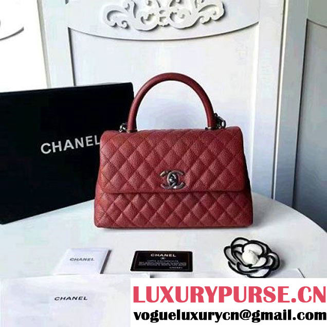 Chanel A93050 Small Caviar Calfskin Flap Bag With Handle Burgundy 2016 (1A145-7021407 )