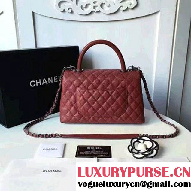 Chanel A93050 Small Caviar Calfskin Flap Bag With Handle Burgundy 2016 (1A145-7021407 )