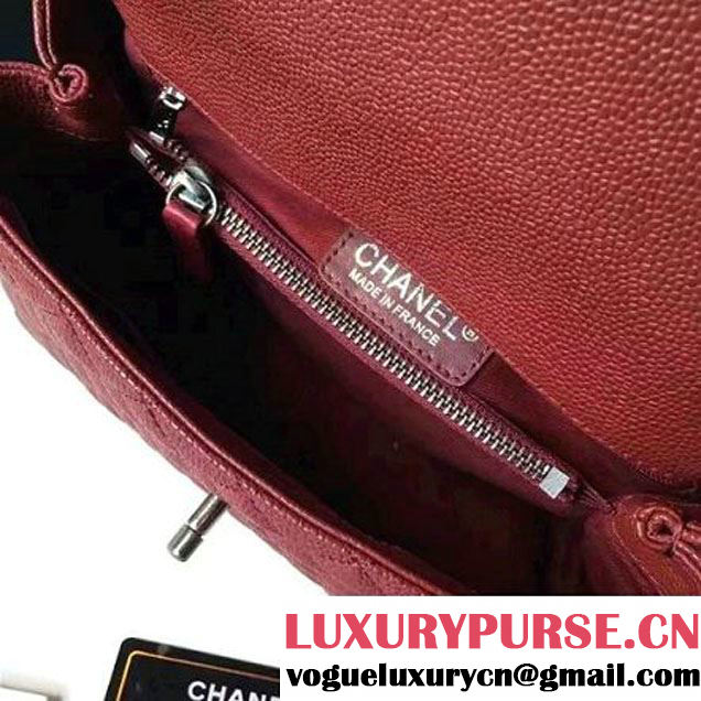 Chanel A93050 Small Caviar Calfskin Flap Bag With Handle Burgundy 2016 (1A145-7021407 )