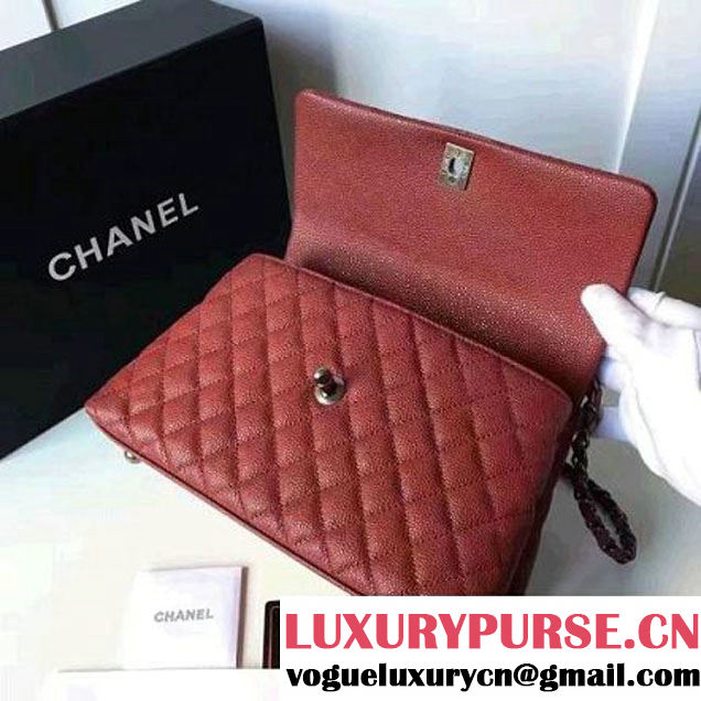 Chanel A93050 Small Caviar Calfskin Flap Bag With Handle Burgundy 2016 (1A145-7021407 )