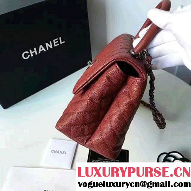 Chanel A93050 Small Caviar Calfskin Flap Bag With Handle Burgundy 2016 (1A145-7021407 )