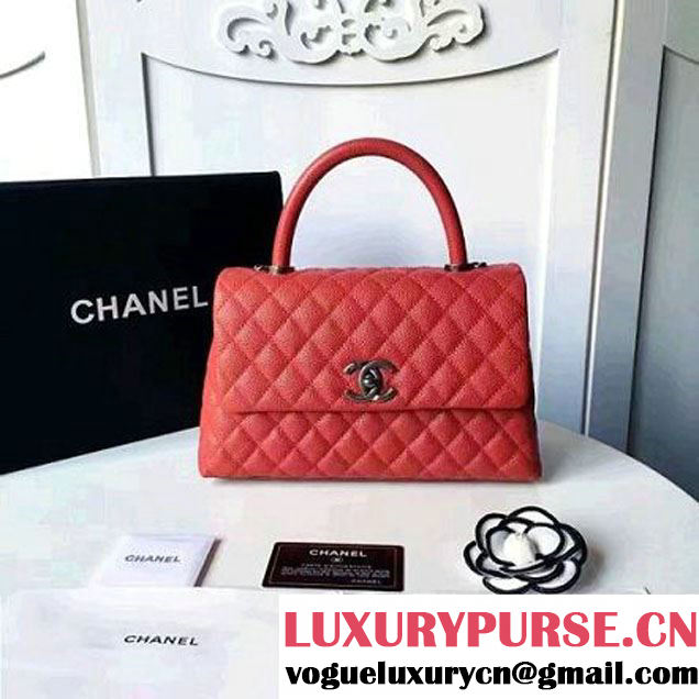 Chanel A93050 Small Caviar Calfskin Flap Bag With Handle Red 2016 (1A145-7021408 )