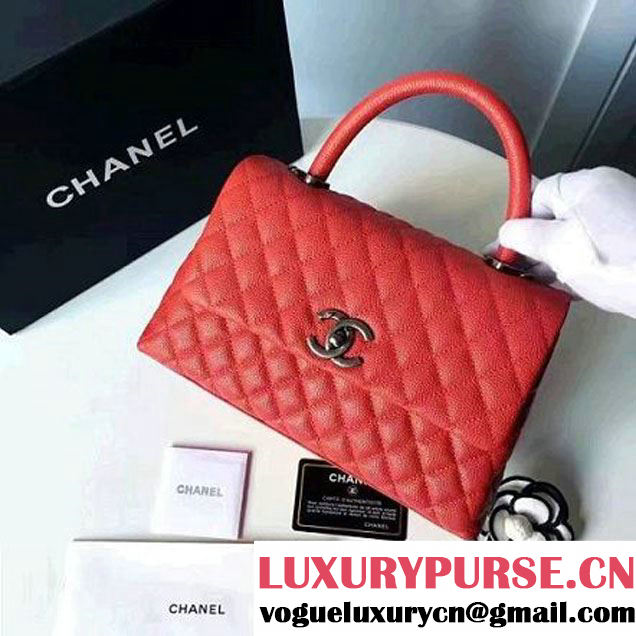 Chanel A93050 Small Caviar Calfskin Flap Bag With Handle Red 2016 (1A145-7021408 )