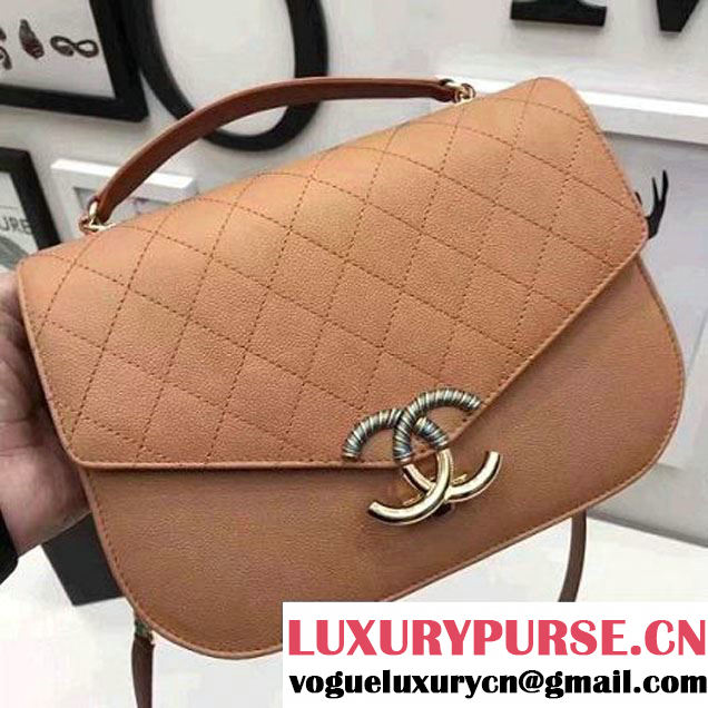 Chanel Caviar Calfskin Medium Flap Bag with Top Handle Cinnamon Cruise 2017 (1A145-7030909 )