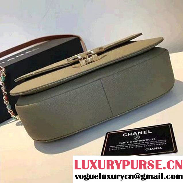 Chanel Caviar Calfskin Medium Flap Bag with Top Handle Olive Green Cruise 2017 (1A145-7030910 )