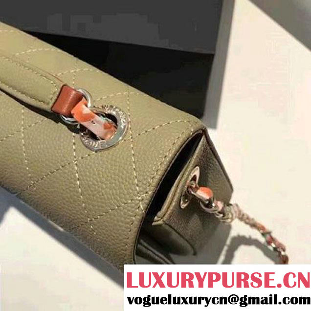 Chanel Caviar Calfskin Medium Flap Bag with Top Handle Olive Green Cruise 2017 (1A145-7030910 )