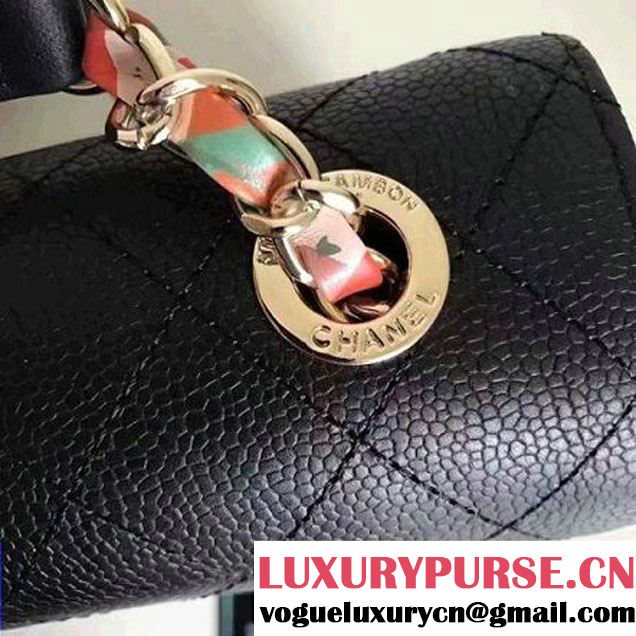 Chanel Caviar Calfskin Medium Flap Bag with Top Handle Multicolor Black Cruise 2017 (1A145-7030911 )