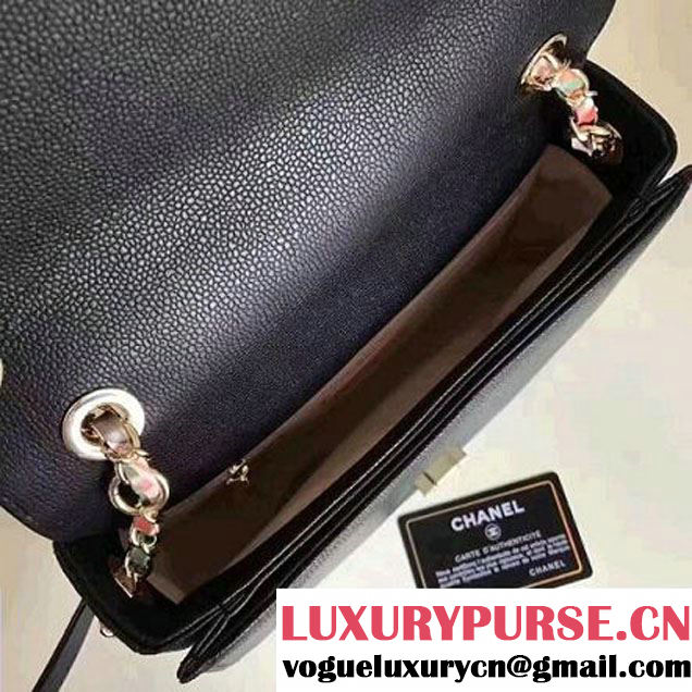 Chanel Caviar Calfskin Medium Flap Bag with Top Handle Multicolor Black Cruise 2017 (1A145-7030911 )