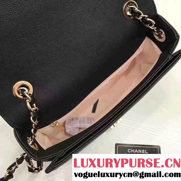 Chanel Caviar Calfskin Medium Flap Bag with Top Handle Black Cruise 2017 (1A145-7030912 )